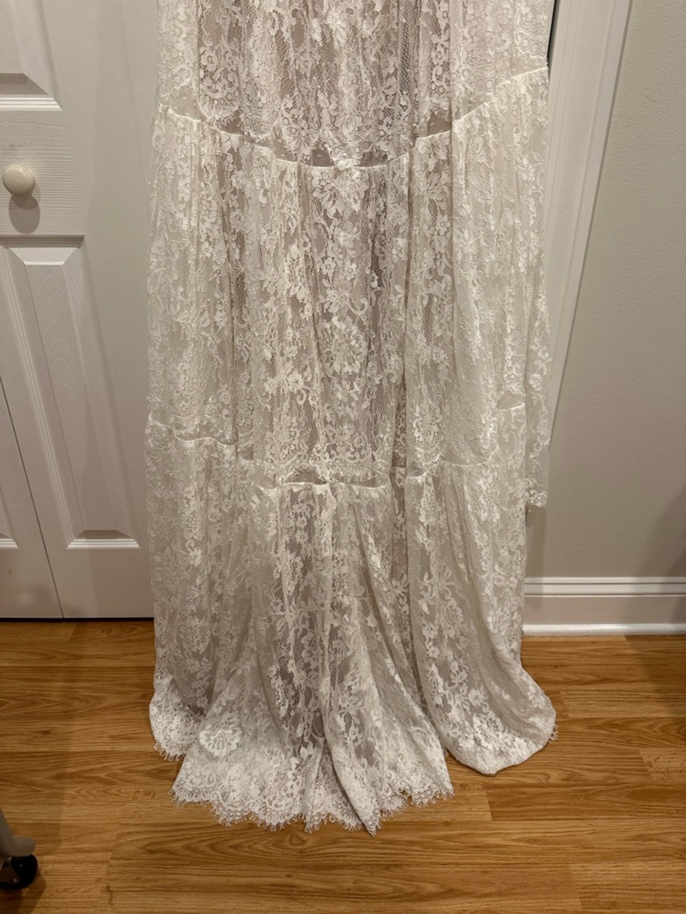 RISH Lauren Square-Neck A-Line Tiered Lace Wedding Gown - Picture 6 of 11